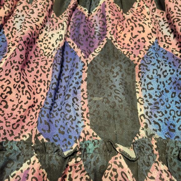 Mulla Long Sleeve Multicolor Animal Geometric Print Fit & Flare Mini Dress Small - Picture 11 of 11